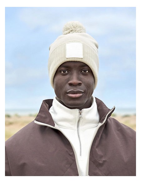 BEE-B338R-Appliqué Patch Pom Beanie 2